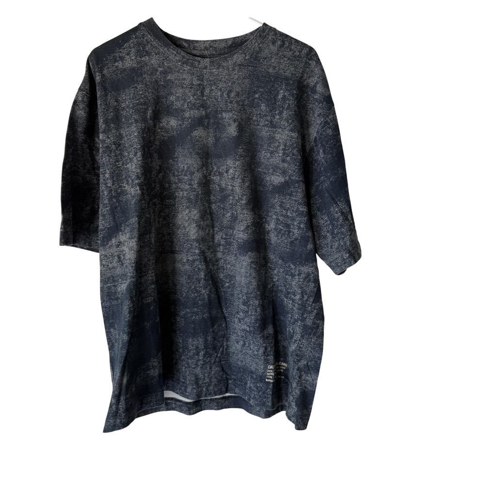 Calvin Klein Jeans Shirt Mens XL Blue Acid Wash Distressed Graphic Tee Oversized